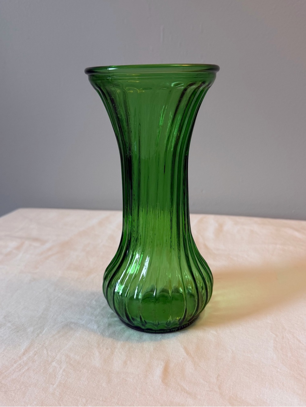 Vintage Hoosier Green Ribbed Glass Vase - Home Accents